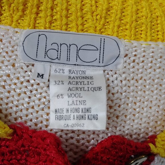 Sweater 80's Colourful -White with Red, Orange, Yellow, Green Accents & Nautical - Picture 9 of 9